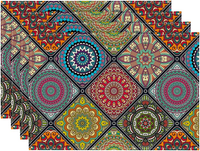 Boho Vintage Geometrie Marokkanische Bunt Platzsets 4Er Set, 30X45Cm Urlaub Bank