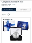 U.S. Mint 2025 American Eagle 1 oz Silver Proof Coin Congratulations Set