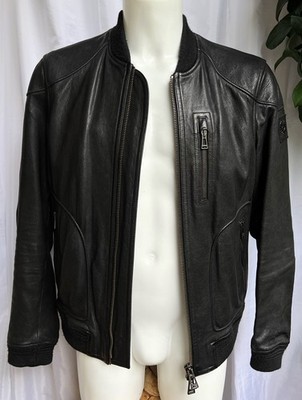 Belstaff Lederjacke Stanton Schwarz Herren 48/ M Bomberjacke Echtleder Jacke Men