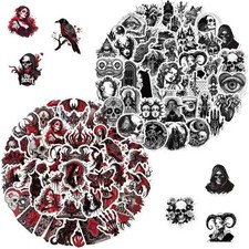 100 Pcs Dark Gothic Stickers Pack, Goth Skull for Water Multicolor