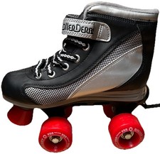 NEW Roller Derby Firestar Roller Skates Black Red Grey Big Kids Boys Girls 3