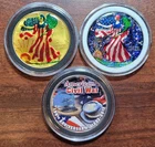THREE 1 Oz. SILVER EAGLES Colorized Enameled Glitter .999 Silver Bullion Coins
