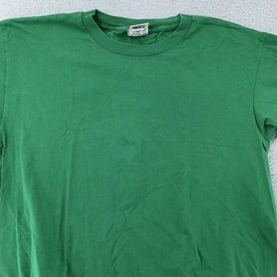 Vintage Nutmeg Mills Blank Green Shirt Mens Large Made in USA Tee 90s