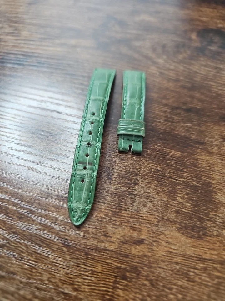 积家原始设备制造商 14/12 毫米绿色鳄鱼皮表带法国制造  — 第 4/4 张图片