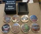 5 oz Copper Round 9 Coin Natural Wonders Set in Custom Box Sahara Yosemite &MORE