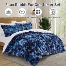 Extra Warm 3PC Comforter Soft Faux Fur Plush Sherpa Fleece Blanket Antistatic