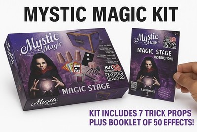 MYSTIC MAGIC KIT Set 50 Tricks Book Beginner Magician Gift Toy