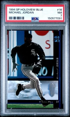 1994 UPPER DECK MICHAEL JORDAN SP HOLOVIEW BLUE BASEBALL CARD #16 *PSA NM 7!