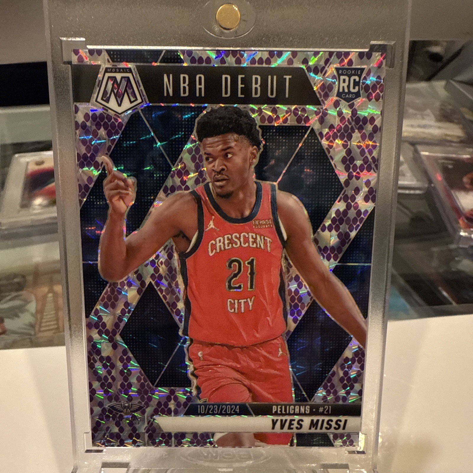 2024-25 Panini Mosaic Yves Missi RC Rookie Purple Snakeskin Jersey# 21/24 🔥 1/1