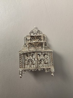 Antique Sterling Miniature Dollhouse Display Cabinet