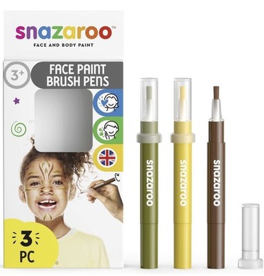 Snazaroo Brush Pen Face Paints. Twist Brush Tip Pen -  Boys Girls. Jungle Theme