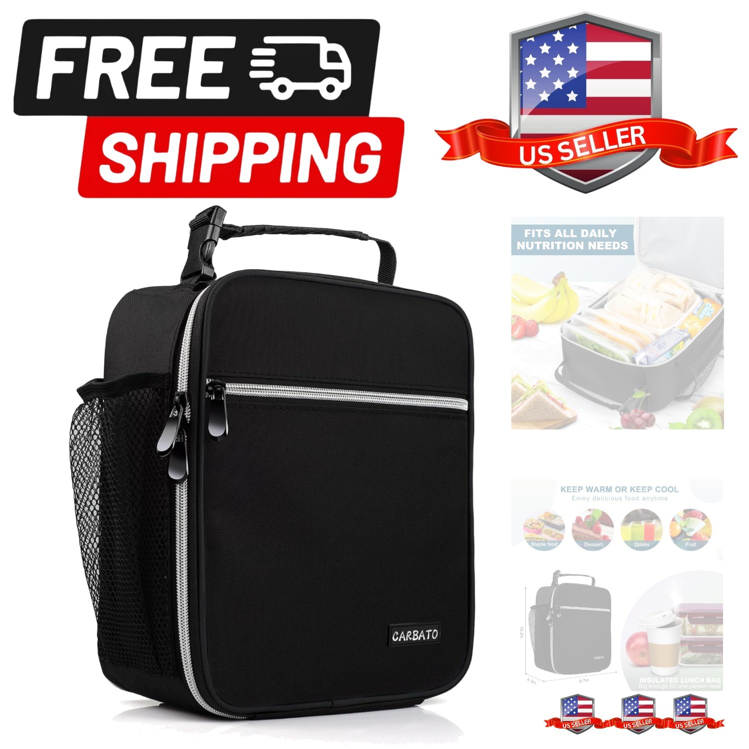 Reusable Adults Tote Bag Lunch Bag Dur...