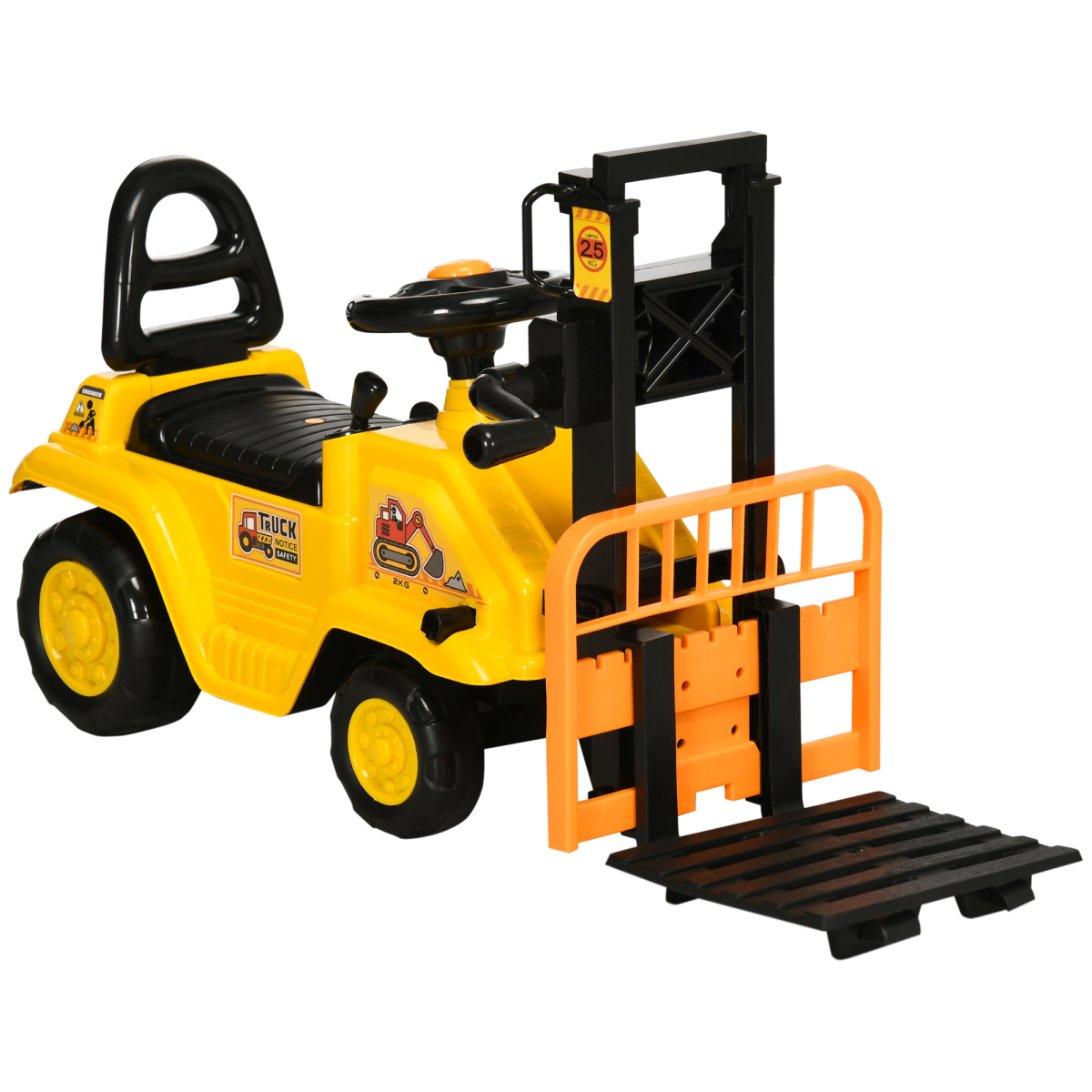 Homcom Kids Ride On Forklift Truck With Fork And Tray - Yellow - Image 2