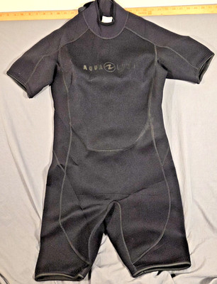 Aqua Lung Adult Medium Shorty Wetsuit Black Grey Neoprene Surf Dive Swim