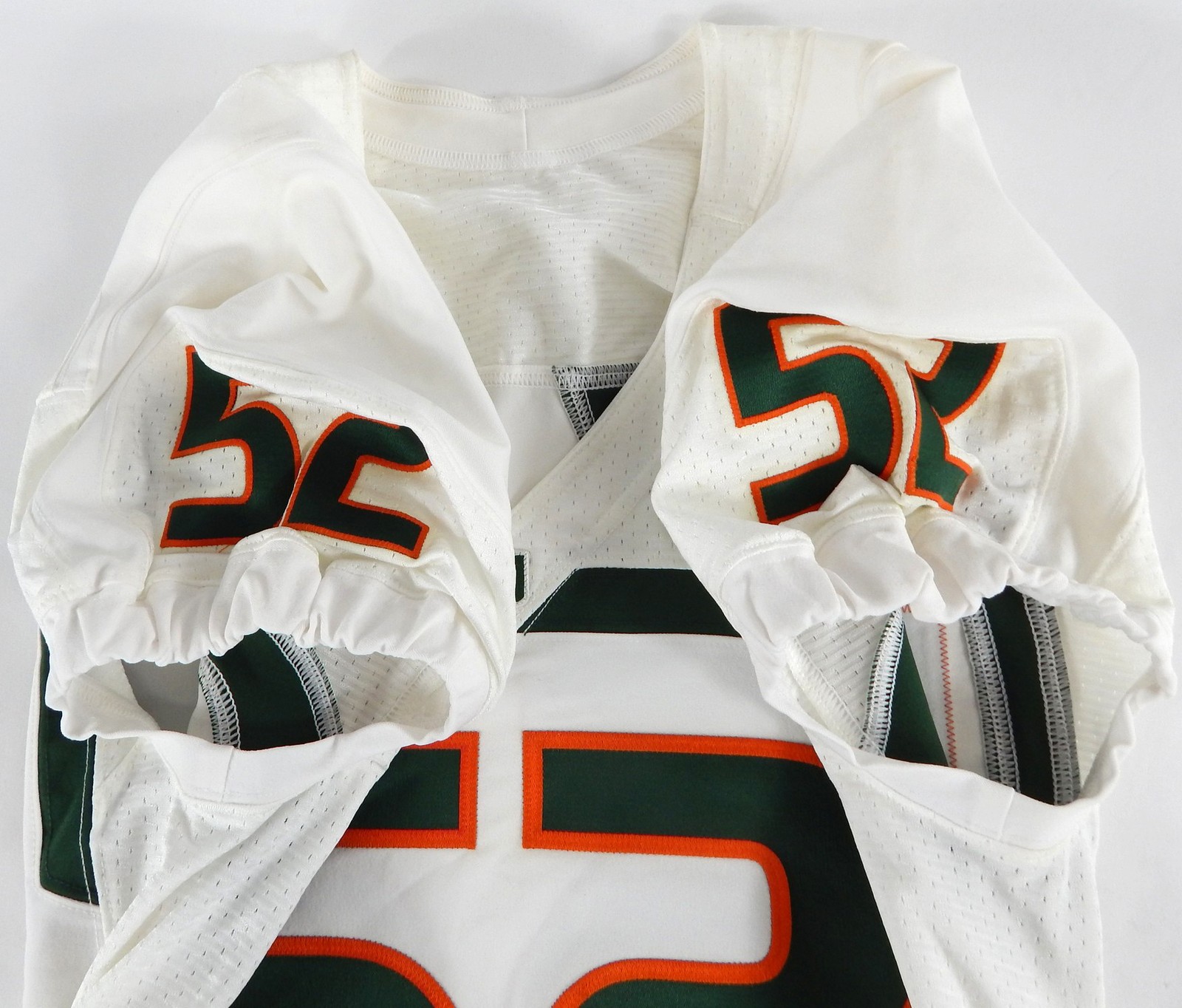 2007-13 Miami Hurricanes #52 Game Issued White Jersey Football 46 474 ...