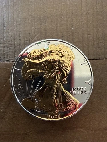 2006 Gold Gilded American Silver Eagle 1 oz Coin .999 Fine Silver :