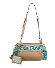 Dolce & Gabbana  Floral Canvas Bag Blue Beige Leather  Strap