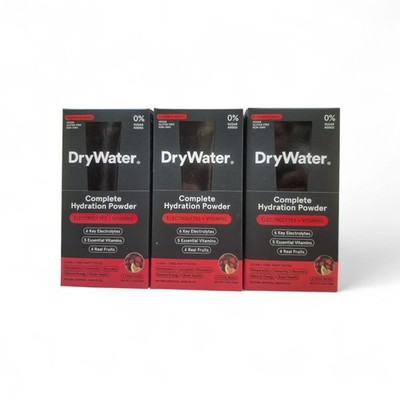 3 DryWater Hydration Powder ,Electrolytes + Vitamins Raspberry Lemon 6 Pack 1Z