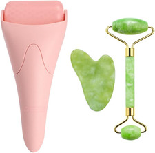 Natural Jade Roller and Gua Sha Set for Facial Cooling and Massage