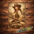 Vintage Look Cute Hot Cowgirl Pinup Girl 8x12 Metal Tin Sign