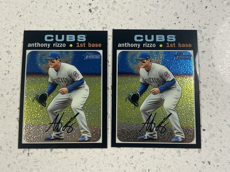 2020 Topps Heritage Chicago Cubs Anthony Rizzo Chrome /999 - 2 Card Lot