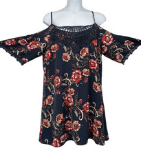 1X Floral Lace Straps Dress Boho festival fairy cottagecore cold shoulder plus
