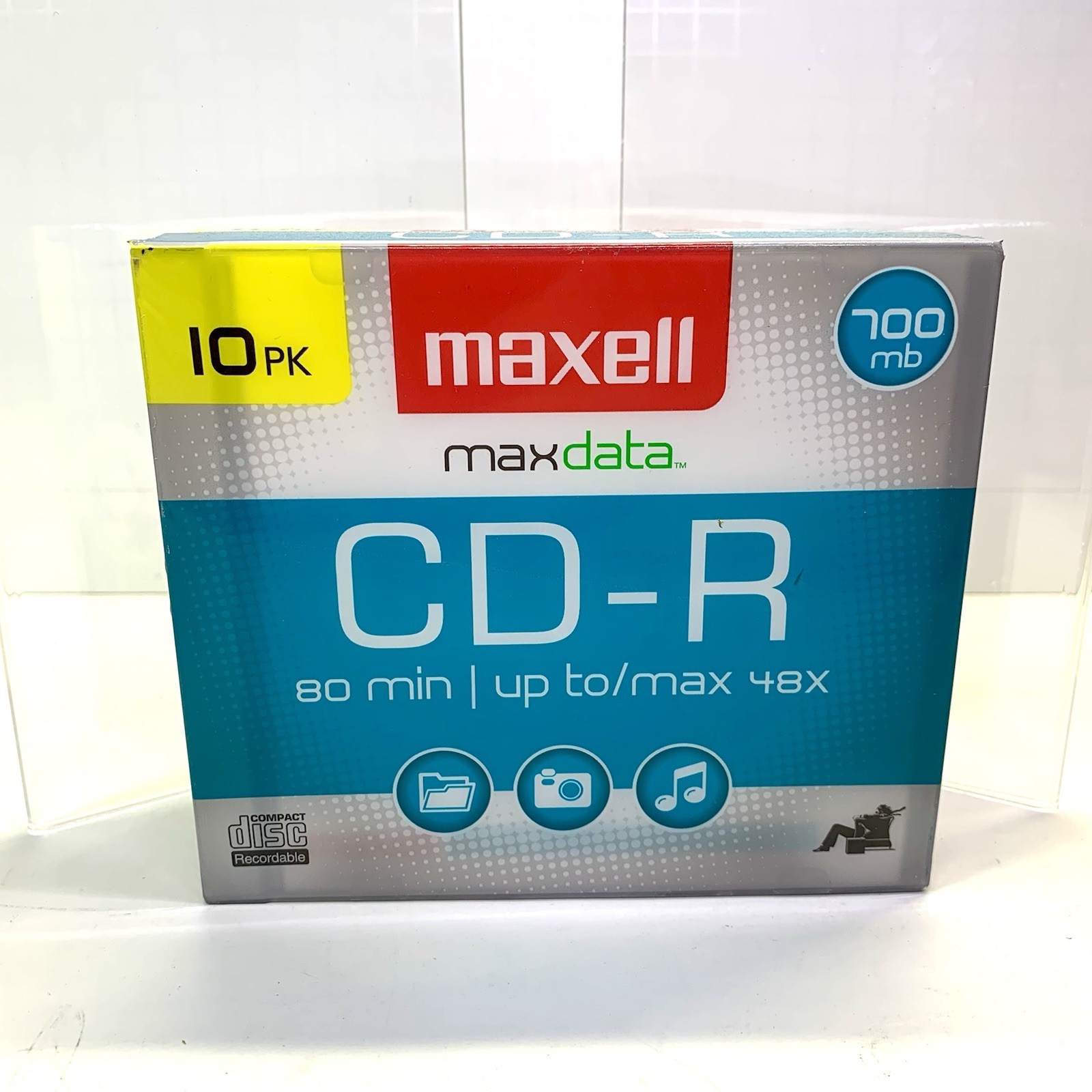 New Maxell CD-R 10 Pack Slim Jewel Case 80 Minutes Max 48x Speed 700 Mb