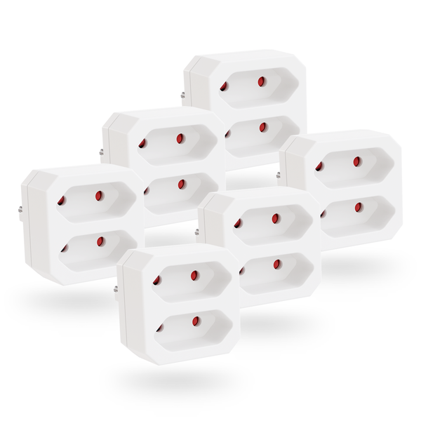 Greate 6X Doppelstecker FüR Steckdose 2Fach - Steckdosenadapter, Doppelsteckdose-image
