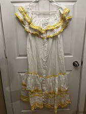 Lisa Marie Fernandez dress  Size XL Woman’s White With Yellow Rick Rack Trim