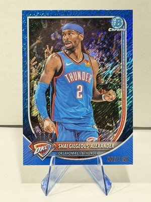 2025-26 Bowman Shai Gilgeous-Alexander MVP Blue Shimmer /150 Thunder JERSEY #