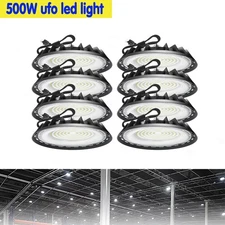 8 Pack 500W UFO Led High Bay Light Warehouse Factory Commercial Industrial Light