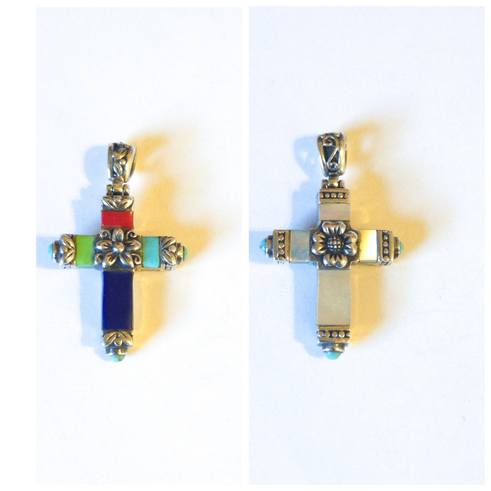 REVERSIBLE Sterling Silver & Multiple Gemstone Cr… - image 1