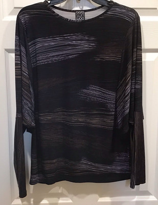 Clara Sun Woo Black/Brown Top Dolman Sleeves Size M