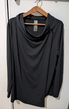 SHAPE activewear Women's Black Odyssey Cardigan Wrap Sz 1X Thumbholes