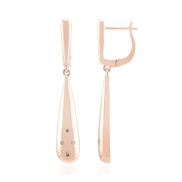 Cavill Damen Ohrringe 925 Silber RoséVergoldet Tropfenform 0,072Ct Diamanten-image