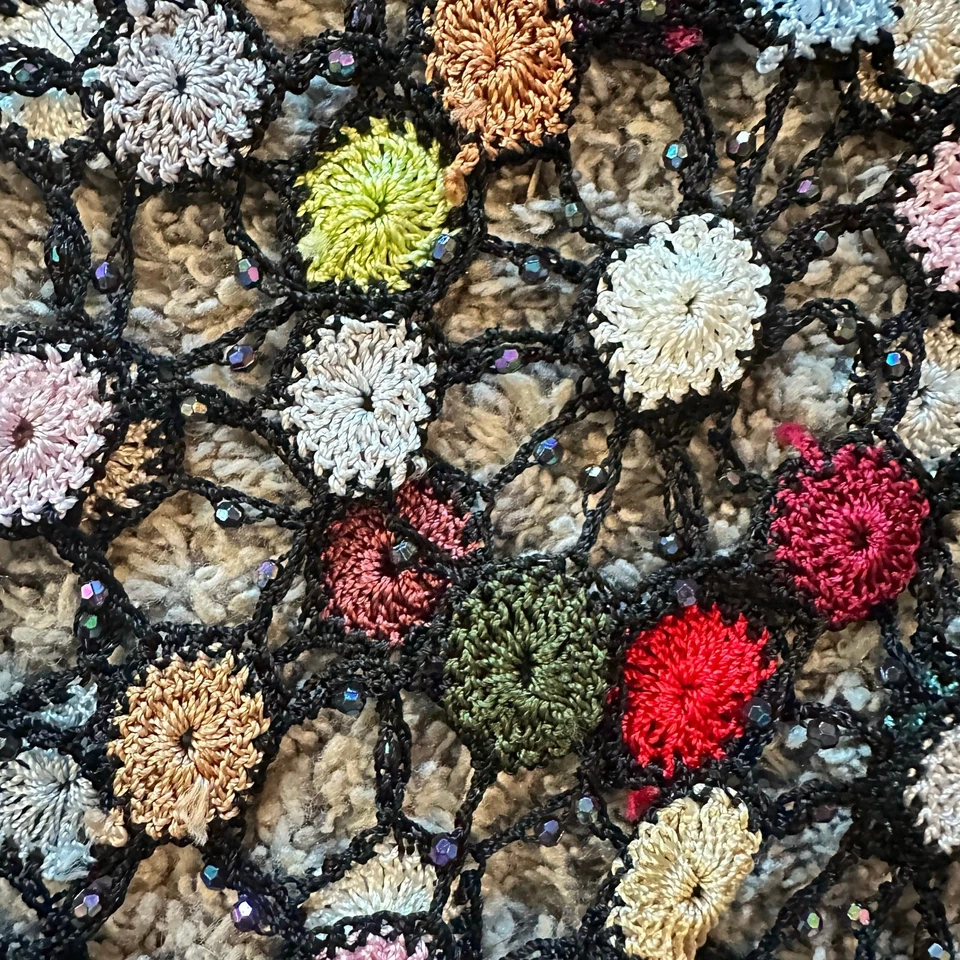 Hecho a mano Crochet Cuentas Multicolor Cuello Ecléctico Indie Hipster Informal Único Foto 3 de 4