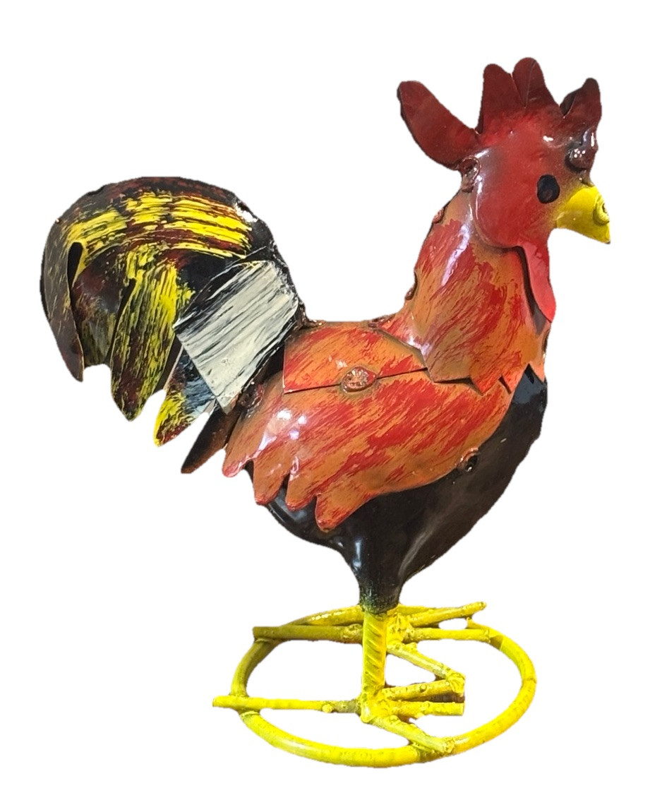 Enamel Tin Vintage-Like Rooster 7.5”H (JC)