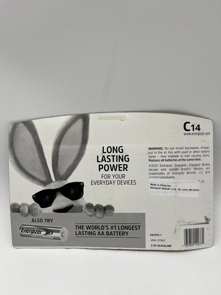 14 PACK of ENERGIZER MAX C CELL Batteries, Alkaline Batteries BRAND NEW SEALED - Image 2 of 3