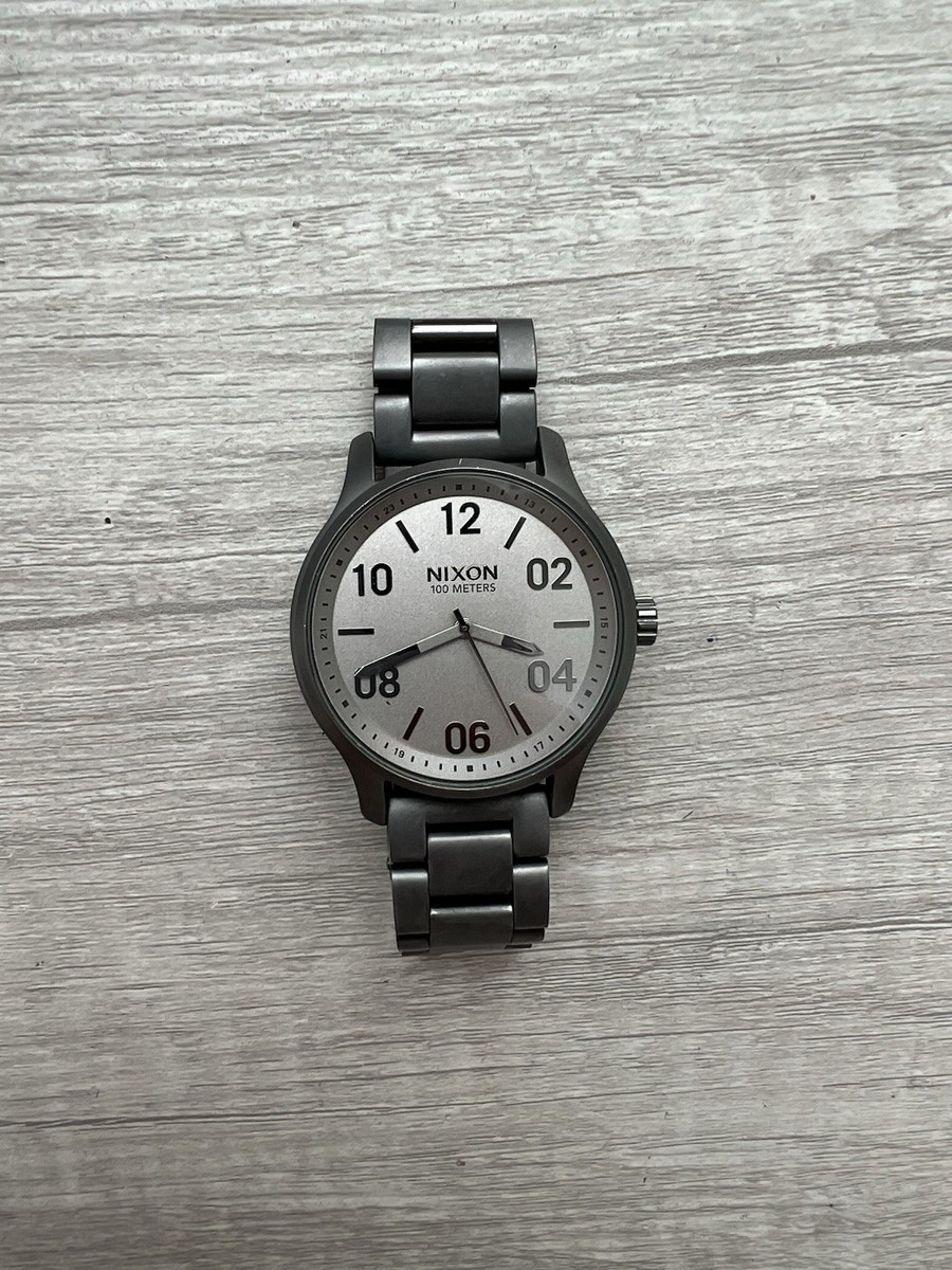 Nixon The Patrol Watch Gunmetal Silver Dial 100M Stainless Steel