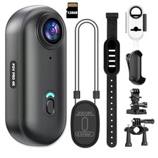 4K Mini WiFi Action Camera, 128GB, Waterproof Body Cam, Wearable Video Recorder