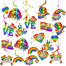 10 PCS Pride Month Hanging Swirls Decorations Love Wins Rainbow LGBTQ Decor