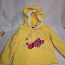 Disney Kids Winnie The Pooh Vintage Yellow Fleece Winter Hoodie Pink 4t Sherpa