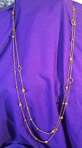 CHICOS GOLD TONE MULTI STRAND LAYERED STATION SNAKE CHAIN NECKLACE CLEAR CRYSTAL
