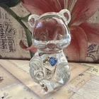 Vintage Fenton Clear Glass Bear Figurine with Blue Heart