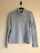 New IrelandsEye Trellis Knit Full Zip Sweater S 100 Virgin Wool Dublin Ireland