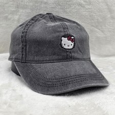 Hello Kitty Hat Cap Strap Back Youth 8-12A Gray Embroidered Sanrio H M Kids