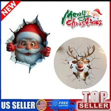 Christmas Wall Stickers, Santa Claus Breaking Through Wall Design Room Decor ET