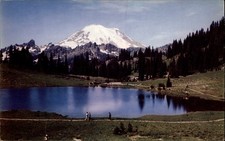 Mount Rainier and Tipsu Lake Rainier National Park vintage postcard m514