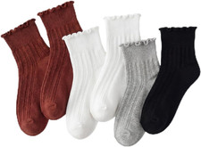 Ruffle Socks Womens 6 Pairs  Cute Ankle Lettuce Edge Frilly Athletic Crew Socks