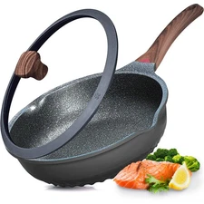 Vinchef Nonstick Deep Frying Pan Skillet with Lid, 11in/5Qt Saute Pan, German...